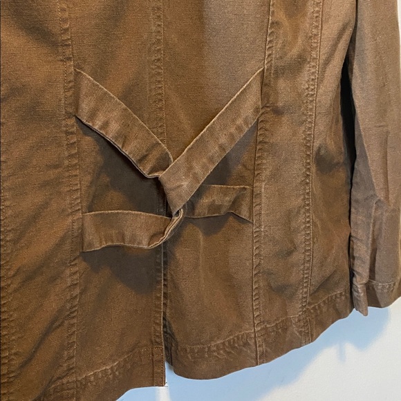 J Jill Linen Blend Jacket Women’s Medium Brown Lightweight Hidden Button Coat - Picture 12 of 15